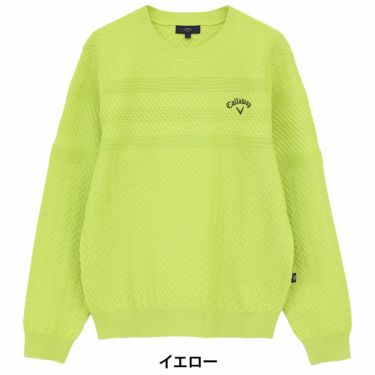キャロウェイ Callaway　メンズ ガーター編み 長袖 クルーネック セーター C25218100　2025年モデル イエロー
