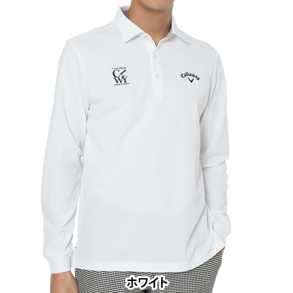 キャロウェイ Callaway　メンズ 鬼鹿の子 長袖 ポロシャツ C25233100　2025年モデル ホワイト