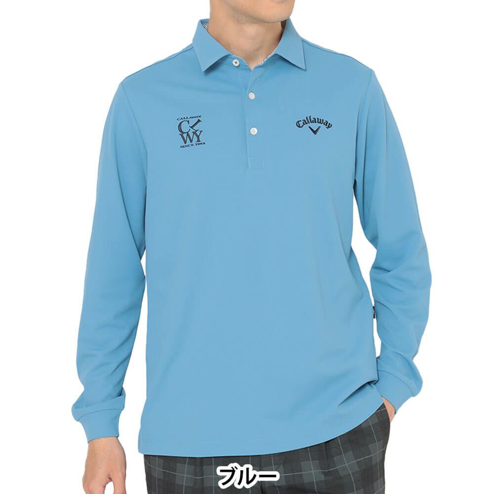 キャロウェイ Callaway　メンズ 鬼鹿の子 長袖 ポロシャツ C25233100　2025年モデル ブルー