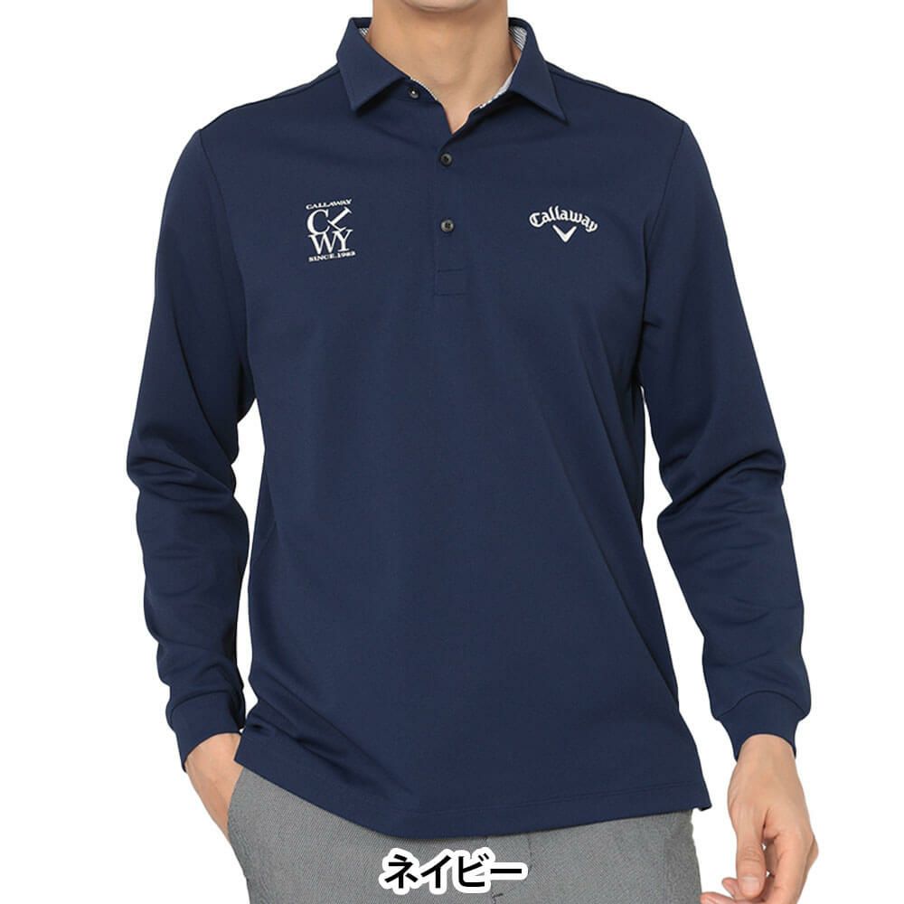 キャロウェイ Callaway　メンズ 鬼鹿の子 長袖 ポロシャツ C25233100　2025年モデル ネイビー