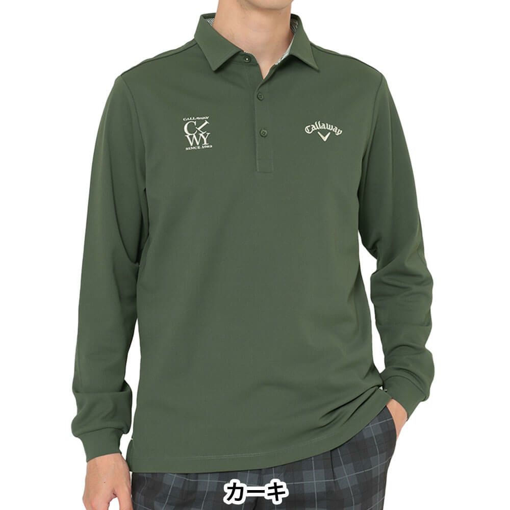 キャロウェイ Callaway　メンズ 鬼鹿の子 長袖 ポロシャツ C25233100　2025年モデル カーキ