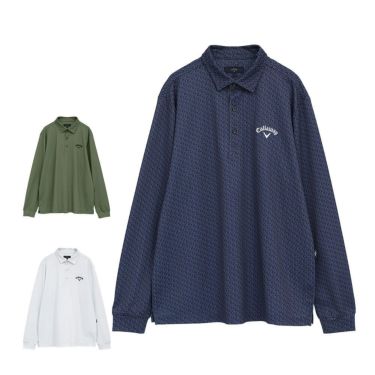 キャロウェイ Callaway　メンズ ロゴプリント 鬼鹿の子 長袖 ポロシャツ C25233107　2025年モデル 詳細1