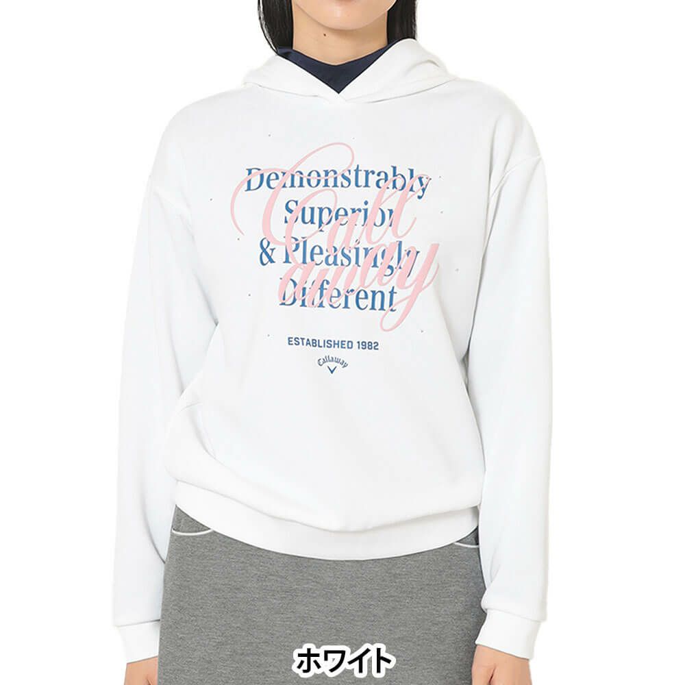 キャロウェイ Callaway　レディース 長袖 プルオーバー スウェット パーカー C25217204　2025年モデル ホワイト
