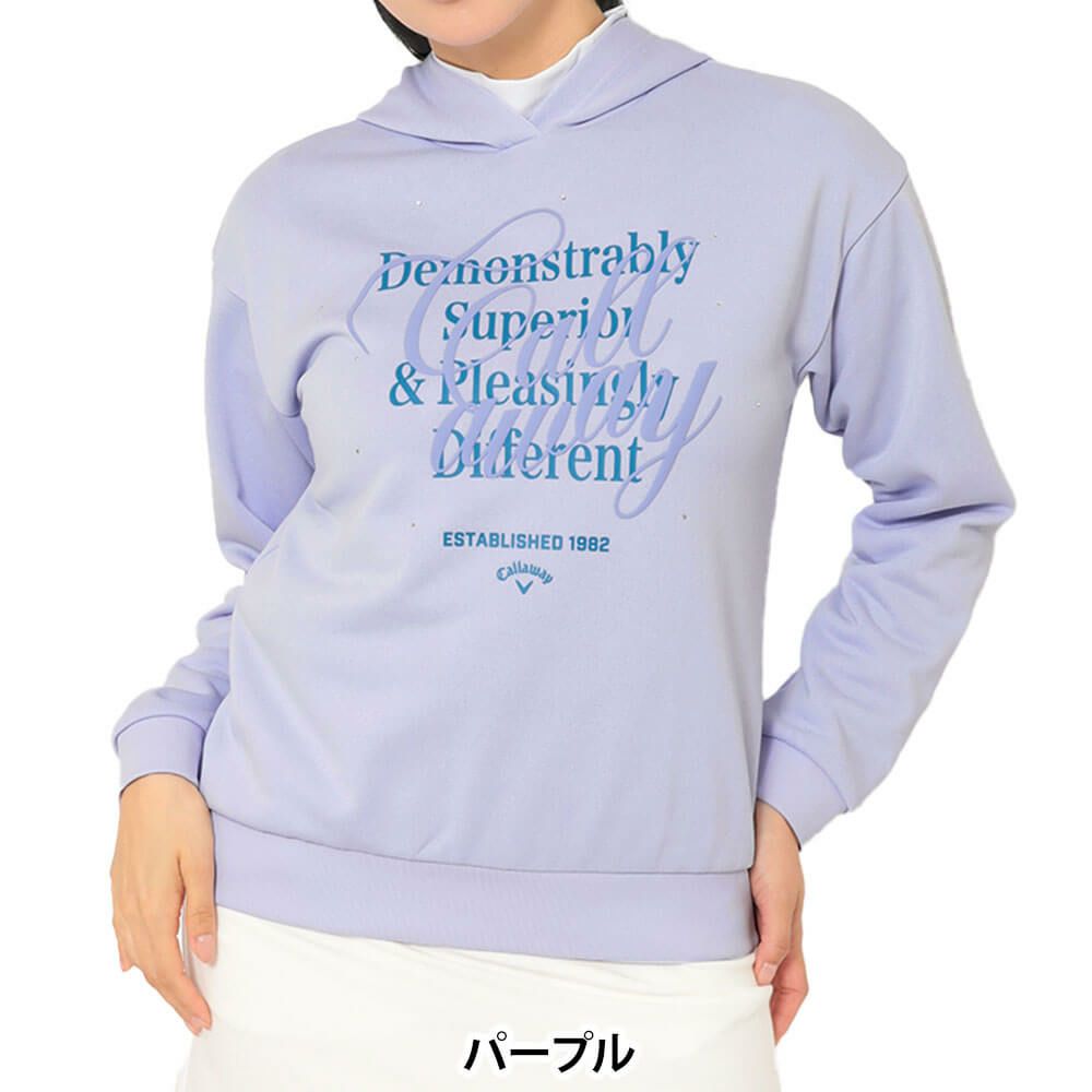 キャロウェイ Callaway　レディース 長袖 プルオーバー スウェット パーカー C25217204　2025年モデル パープル