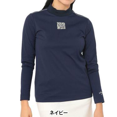 キャロウェイ Callaway　レディース スムース 長袖 モックネック シャツ C25233201　2025年モデル ネイビー 詳細1