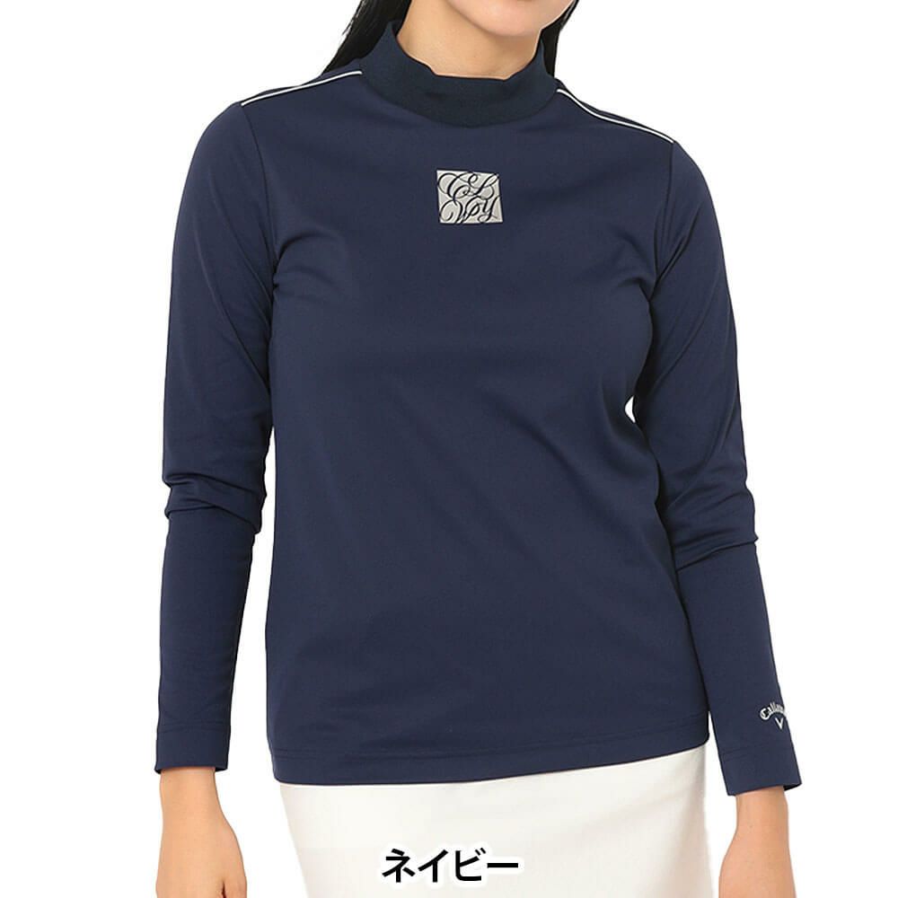 キャロウェイ Callaway　レディース スムース 長袖 モックネック シャツ C25233201　2025年モデル ネイビー 詳細1