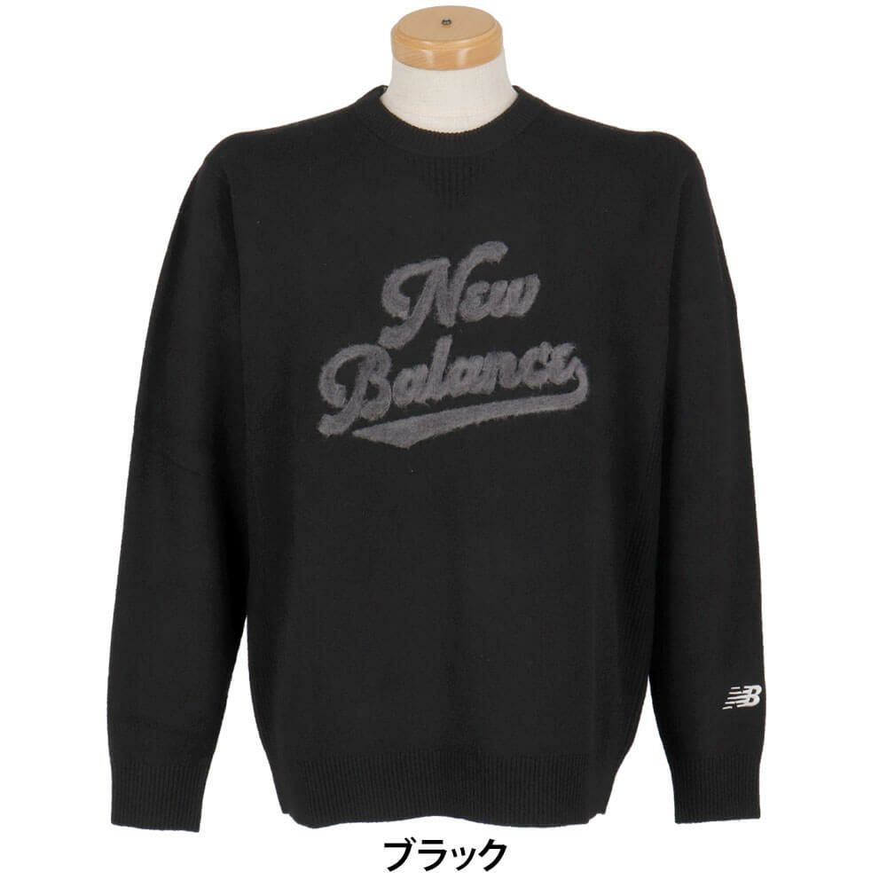 ニューバランスゴルフ　メンズ 天竺編×ロゴニードルパンチ 長袖 クルーネック ニット セーター 012-5270006　2025年モデル 詳細1 詳細2