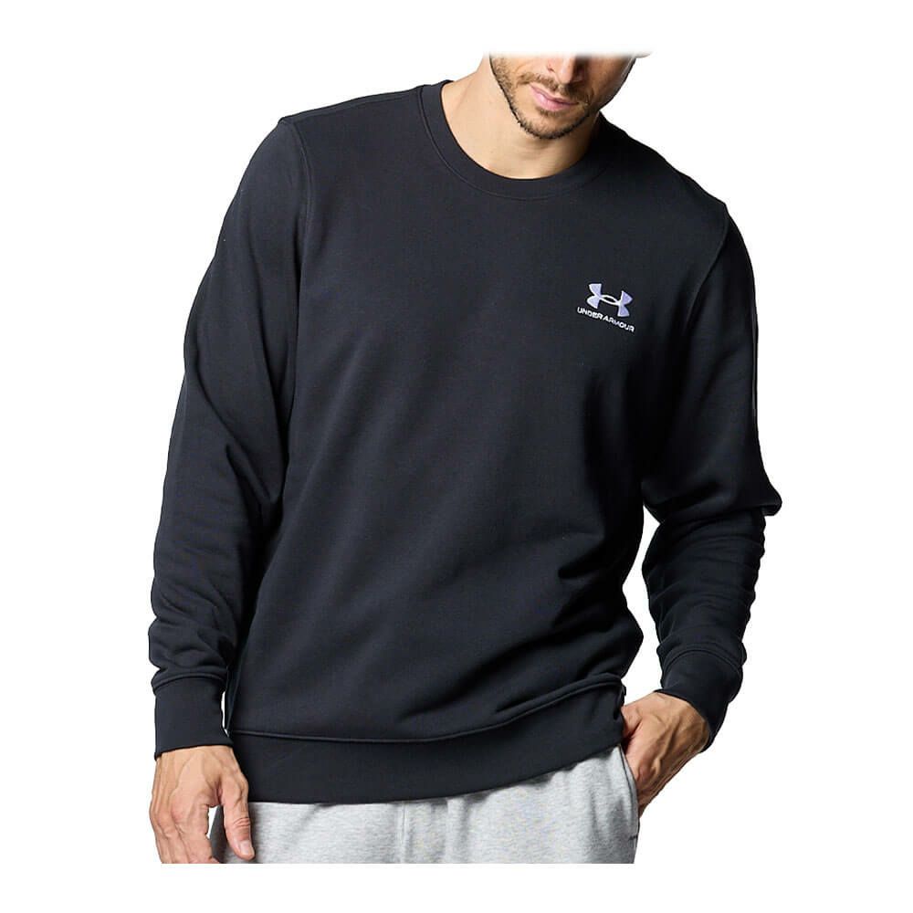 アンダーアーマー UNDER ARMOUR　メンズ UAエッセンシャルテリー 長袖 クルーネック プルオーバー 1384821 002 Black/White　2025年モデル Black/White