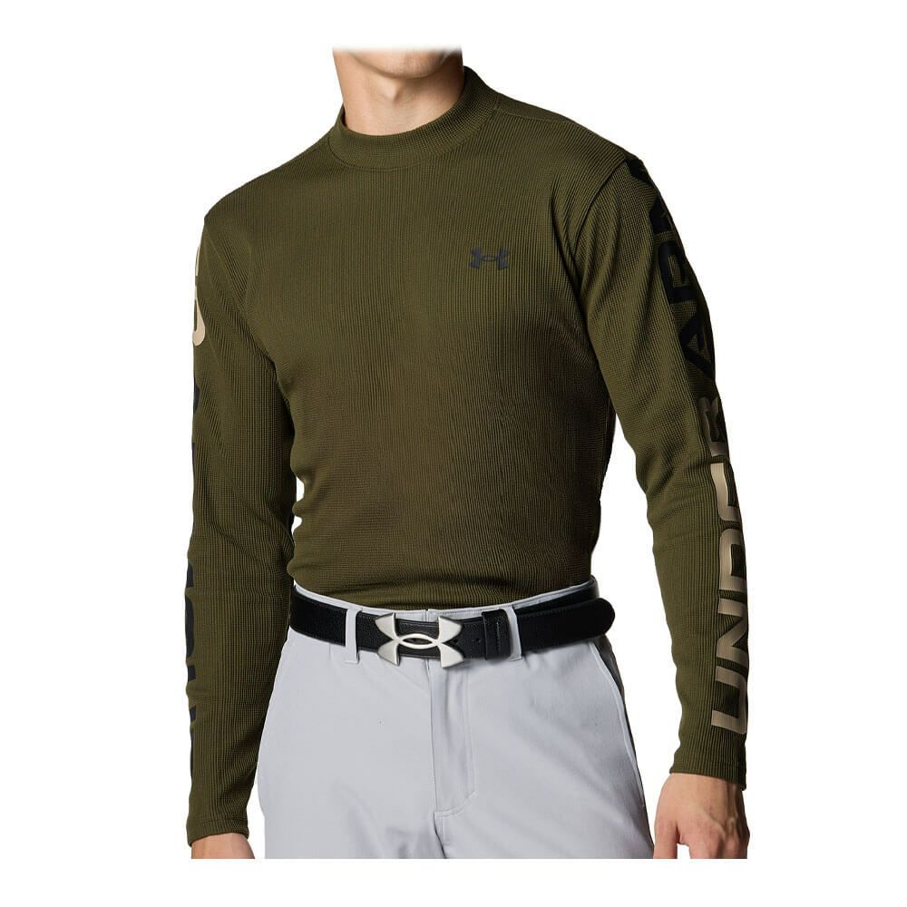 アンダーアーマー UNDER ARMOUR　メンズ UAドライブ ワッフル ロングスリーブ 長袖 モックネック シャツ 6007932 308 Expedition Green/Black　2025年モデル Expedition-Green/Black
