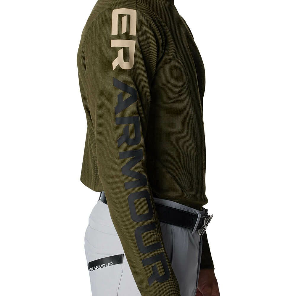 アンダーアーマー UNDER ARMOUR　メンズ UAドライブ ワッフル ロングスリーブ 長袖 モックネック シャツ 6007932 308 Expedition Green/Black　2025年モデル Expedition-Green/Black 詳細5