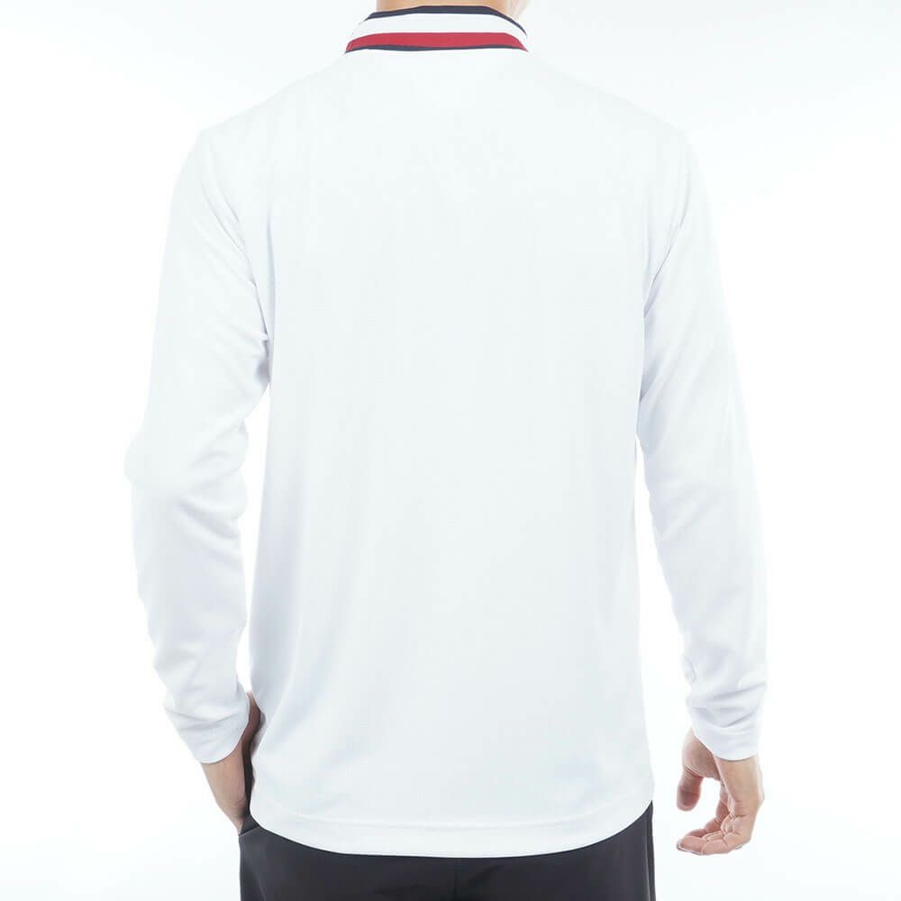 トミー ヒルフィガー ゴルフ　メンズ シグネチャーリブ 長袖 モックネック シャツ THMA562　2025年モデル ホワイト 詳細2