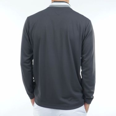 トミー ヒルフィガー ゴルフ　メンズ シグネチャーリブ 長袖 モックネック シャツ THMA562　2025年モデル チャコールグレー 詳細2