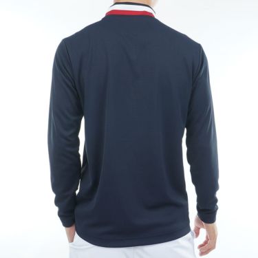 トミー ヒルフィガー ゴルフ　メンズ シグネチャーリブ 長袖 モックネック シャツ THMA562　2025年モデル ネイビー 詳細2