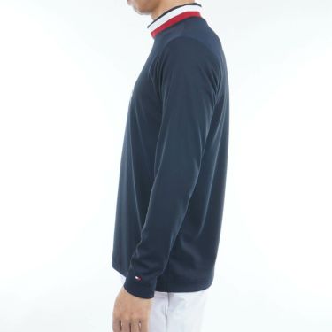 トミー ヒルフィガー ゴルフ　メンズ シグネチャーリブ 長袖 モックネック シャツ THMA562　2025年モデル ネイビー 詳細4