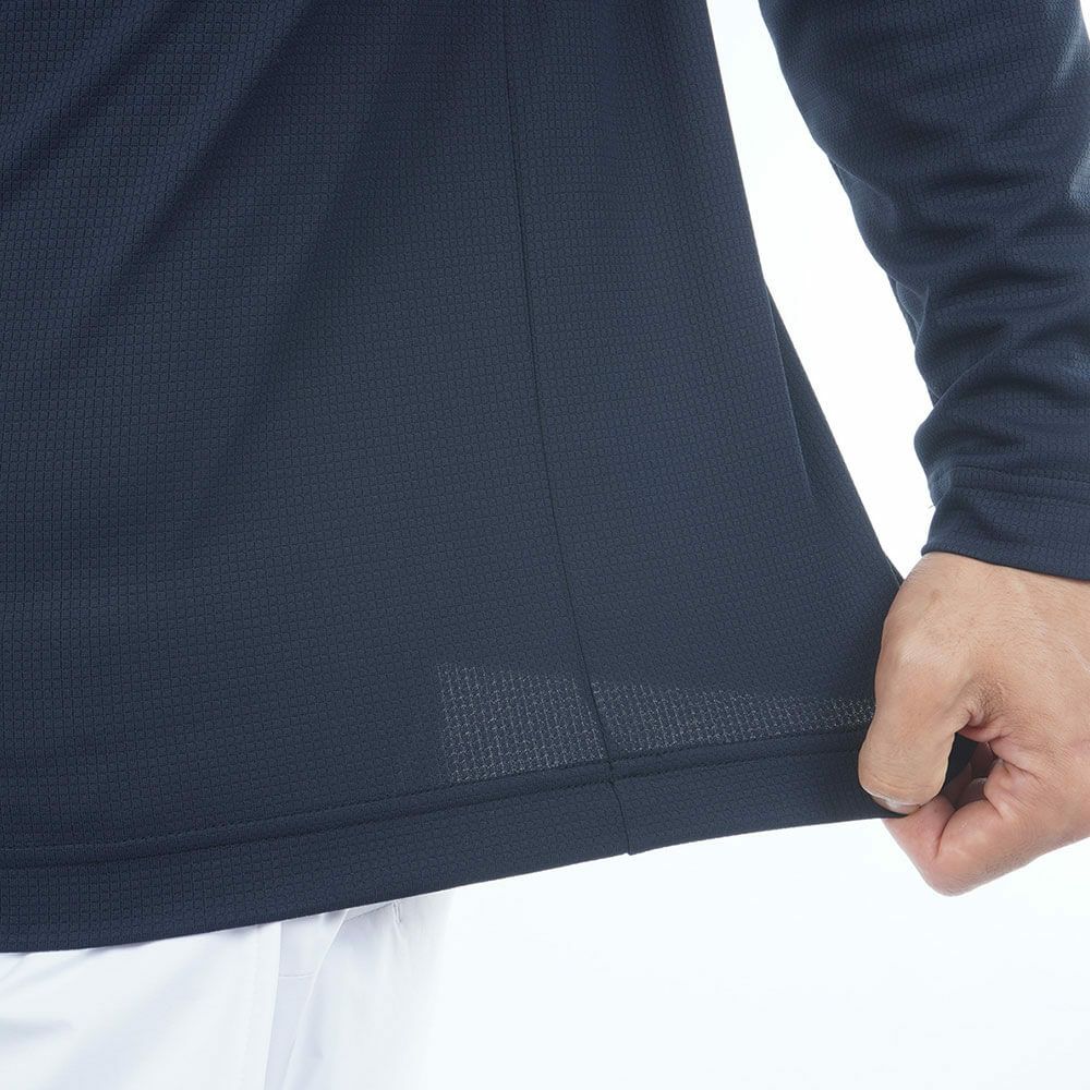 トミー ヒルフィガー ゴルフ　メンズ シグネチャーリブ 長袖 モックネック シャツ THMA562　2025年モデル ネイビー 詳細6