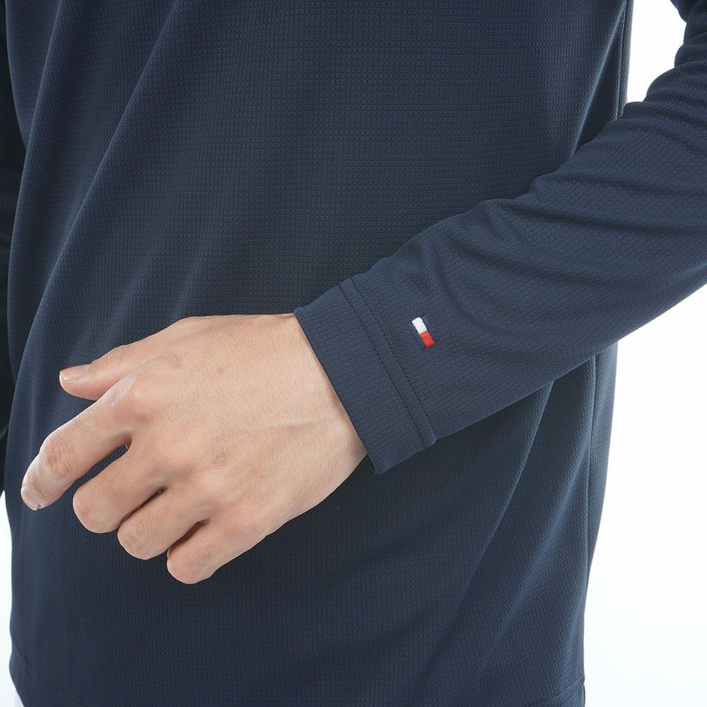 トミー ヒルフィガー ゴルフ　メンズ シグネチャーリブ 長袖 モックネック シャツ THMA562　2025年モデル ネイビー 詳細7