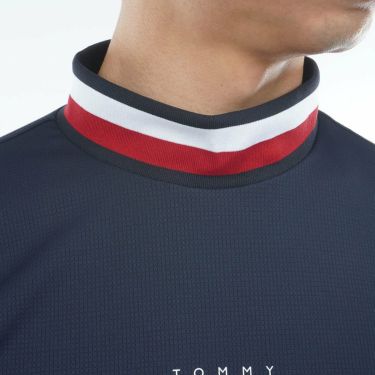 トミー ヒルフィガー ゴルフ　メンズ シグネチャーリブ 長袖 モックネック シャツ THMA562　2025年モデル ネイビー 詳細8