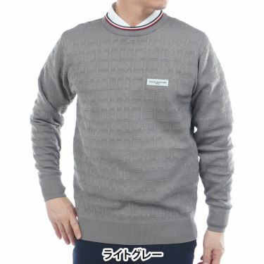 トミー ヒルフィガー ゴルフ　メンズ ロゴジャガード 長袖 クル-ネック セーター THMA564　2025年モデル ライトグレー 詳細1