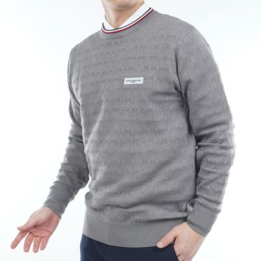 トミー ヒルフィガー ゴルフ　メンズ ロゴジャガード 長袖 クル-ネック セーター THMA564　2025年モデル ライトグレー 詳細3