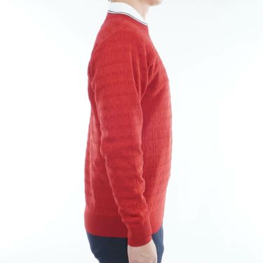 トミー ヒルフィガー ゴルフ　メンズ ロゴジャガード 長袖 クル-ネック セーター THMA564　2025年モデル レッド 詳細5