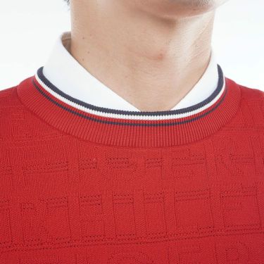 トミー ヒルフィガー ゴルフ　メンズ ロゴジャガード 長袖 クル-ネック セーター THMA564　2025年モデル レッド 詳細6