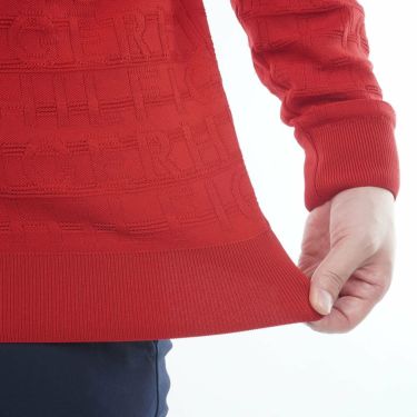 トミー ヒルフィガー ゴルフ　メンズ ロゴジャガード 長袖 クル-ネック セーター THMA564　2025年モデル レッド 詳細7