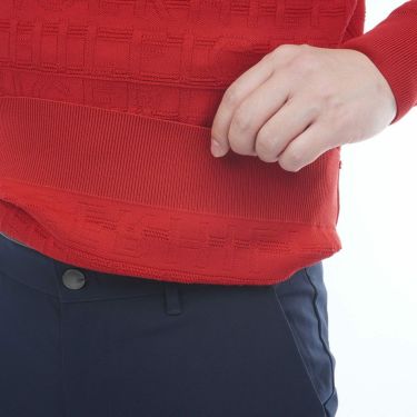 トミー ヒルフィガー ゴルフ　メンズ ロゴジャガード 長袖 クル-ネック セーター THMA564　2025年モデル レッド 詳細8