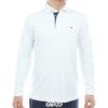 トミー ヒルフィガー ゴルフ　メンズ ロゴジャガード 長袖 台衿付 ポロシャツ THMA568　2025年モデル ホワイト 詳細1