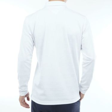 トミー ヒルフィガー ゴルフ　メンズ ロゴジャガード 長袖 台衿付 ポロシャツ THMA568　2025年モデル ホワイト 詳細2