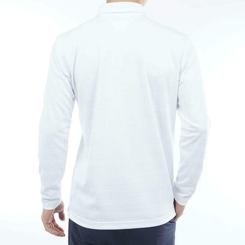 トミー ヒルフィガー ゴルフ　メンズ ロゴジャガード 長袖 台衿付 ポロシャツ THMA568　2025年モデル ホワイト 詳細2