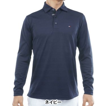 トミー ヒルフィガー ゴルフ　メンズ ロゴジャガード 長袖 台衿付 ポロシャツ THMA568　2025年モデル ネイビー 詳細1