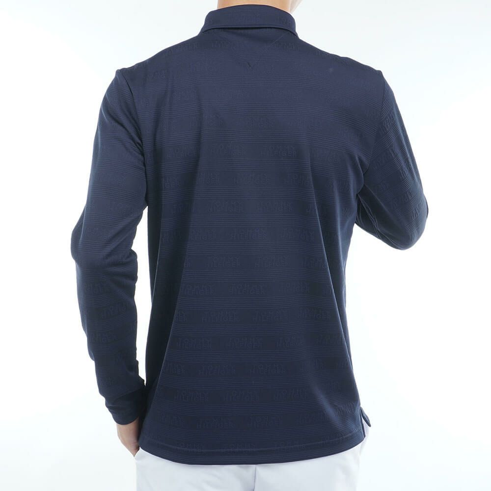 トミー ヒルフィガー ゴルフ　メンズ ロゴジャガード 長袖 台衿付 ポロシャツ THMA568　2025年モデル ネイビー 詳細2