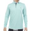 トミー ヒルフィガー ゴルフ　メンズ ロゴジャガード 長袖 台衿付 ポロシャツ THMA568　2025年モデル サックス 詳細1