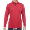 トミー ヒルフィガー ゴルフ　メンズ ロゴジャガード 長袖 台衿付 ポロシャツ THMA568　2025年モデル レッド 詳細1