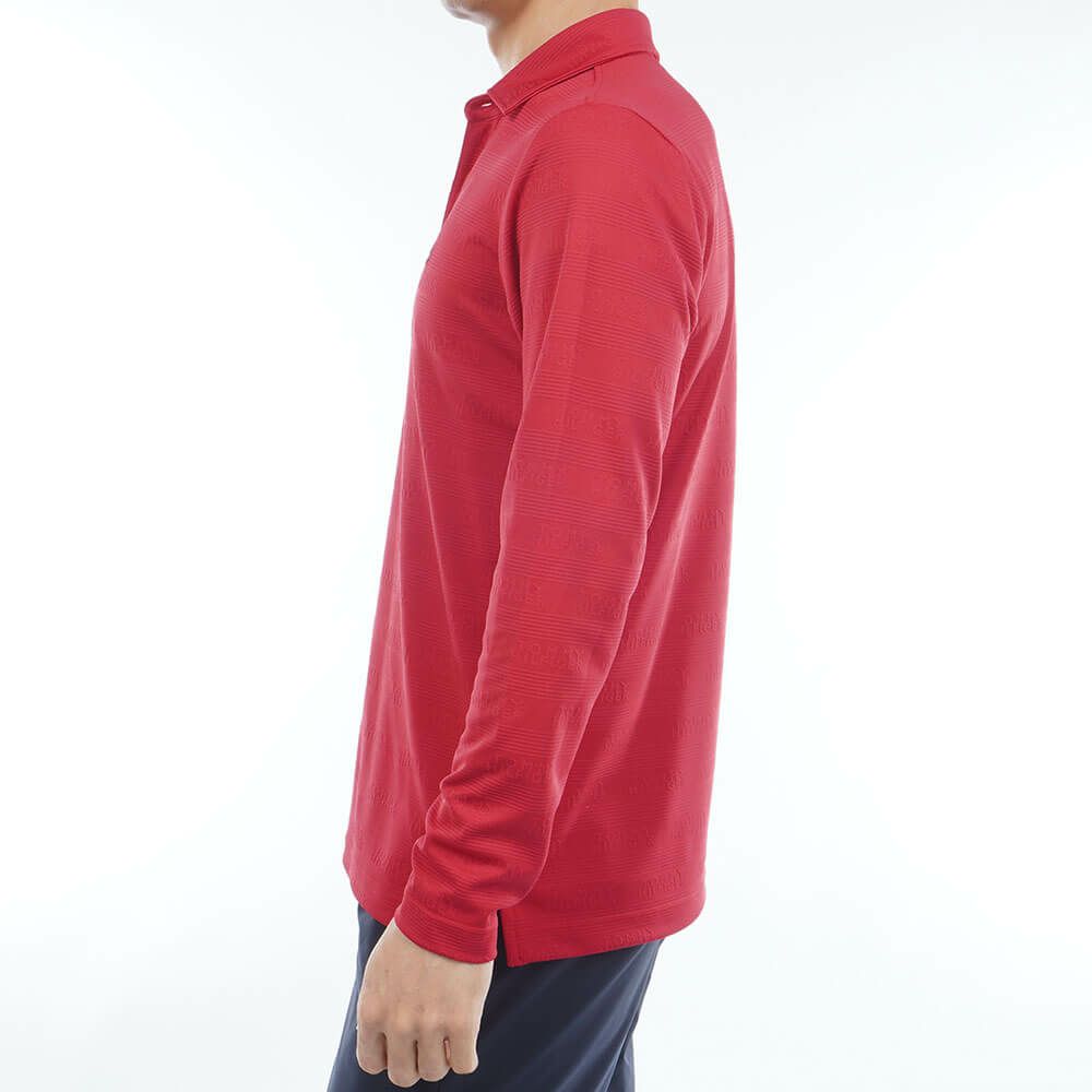 トミー ヒルフィガー ゴルフ　メンズ ロゴジャガード 長袖 台衿付 ポロシャツ THMA568　2025年モデル レッド 詳細4