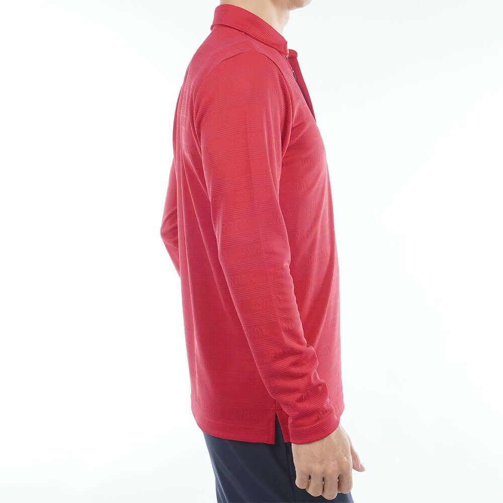 トミー ヒルフィガー ゴルフ　メンズ ロゴジャガード 長袖 台衿付 ポロシャツ THMA568　2025年モデル レッド 詳細5