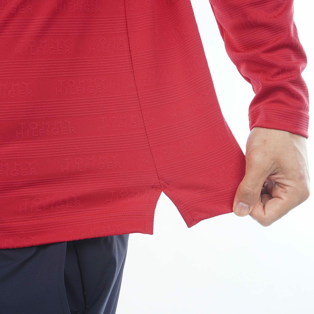 トミー ヒルフィガー ゴルフ　メンズ ロゴジャガード 長袖 台衿付 ポロシャツ THMA568　2025年モデル レッド 詳細7