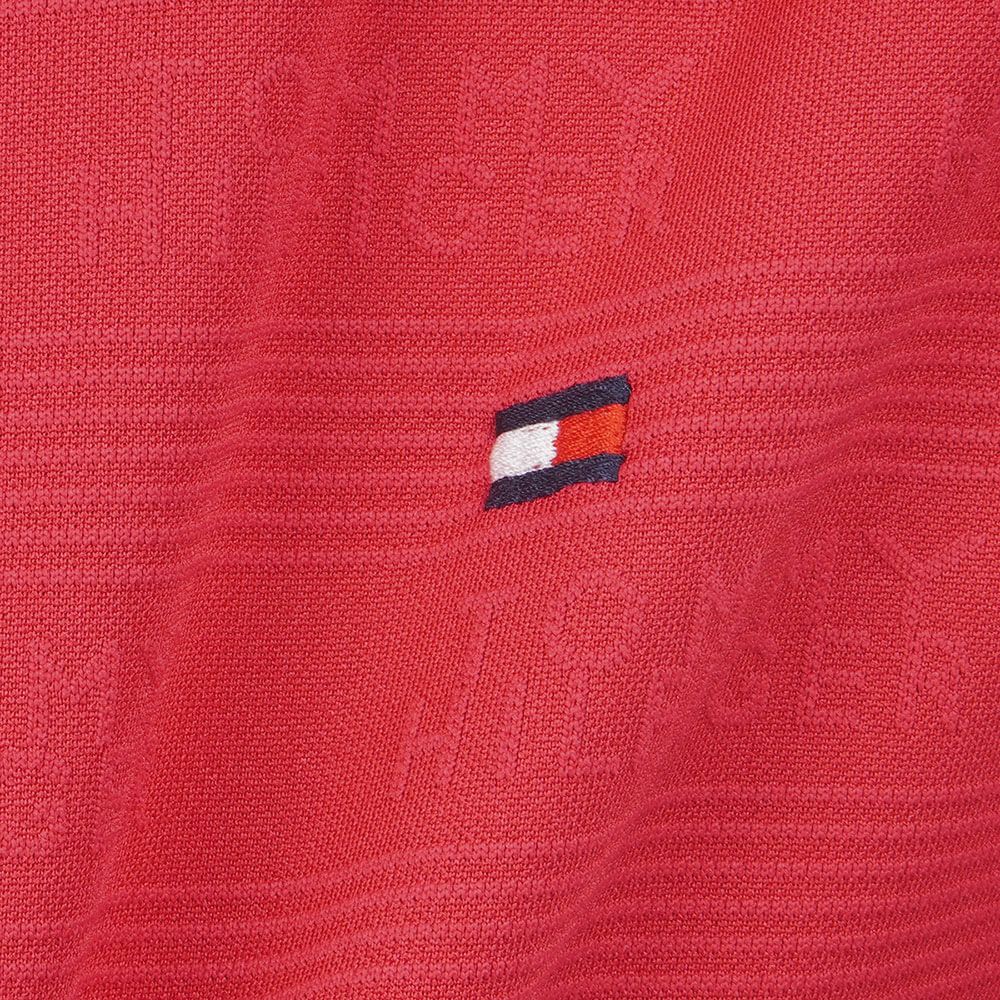 トミー ヒルフィガー ゴルフ　メンズ ロゴジャガード 長袖 台衿付 ポロシャツ THMA568　2025年モデル レッド 詳細8