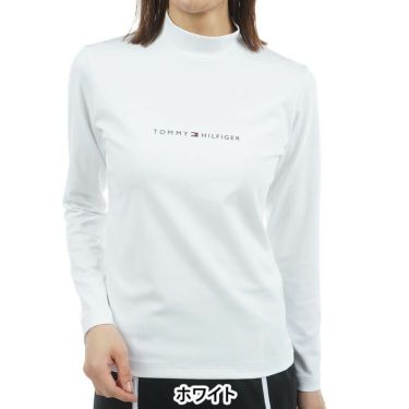 トミー ヒルフィガー ゴルフ　レディース ベア天 長袖 モックネック シャツ THLA563　2025年モデル ホワイト 詳細1