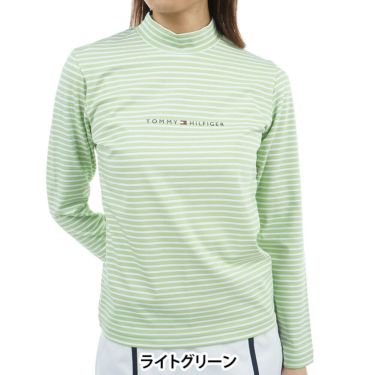 トミー ヒルフィガー ゴルフ　レディース ベア天 長袖 モックネック シャツ THLA563　2025年モデル ライトグリーン 詳細1