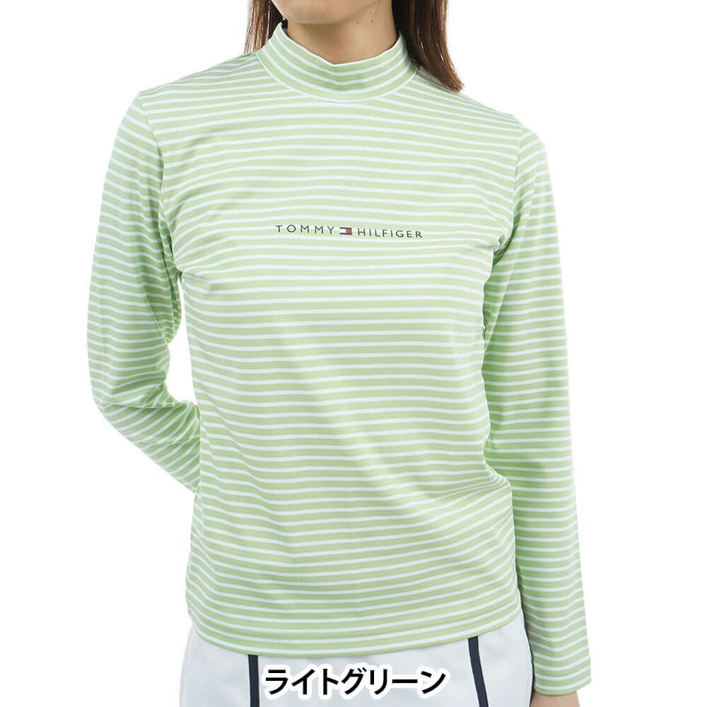 トミー ヒルフィガー ゴルフ　レディース ベア天 長袖 モックネック シャツ THLA563　2025年モデル ライトグリーン 詳細1