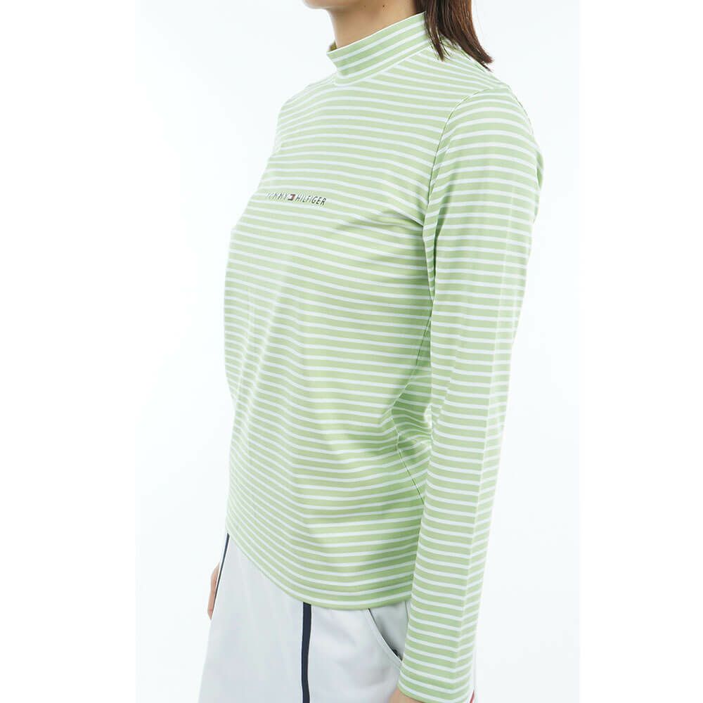 トミー ヒルフィガー ゴルフ　レディース ベア天 長袖 モックネック シャツ THLA563　2025年モデル ライトグリーン 詳細3