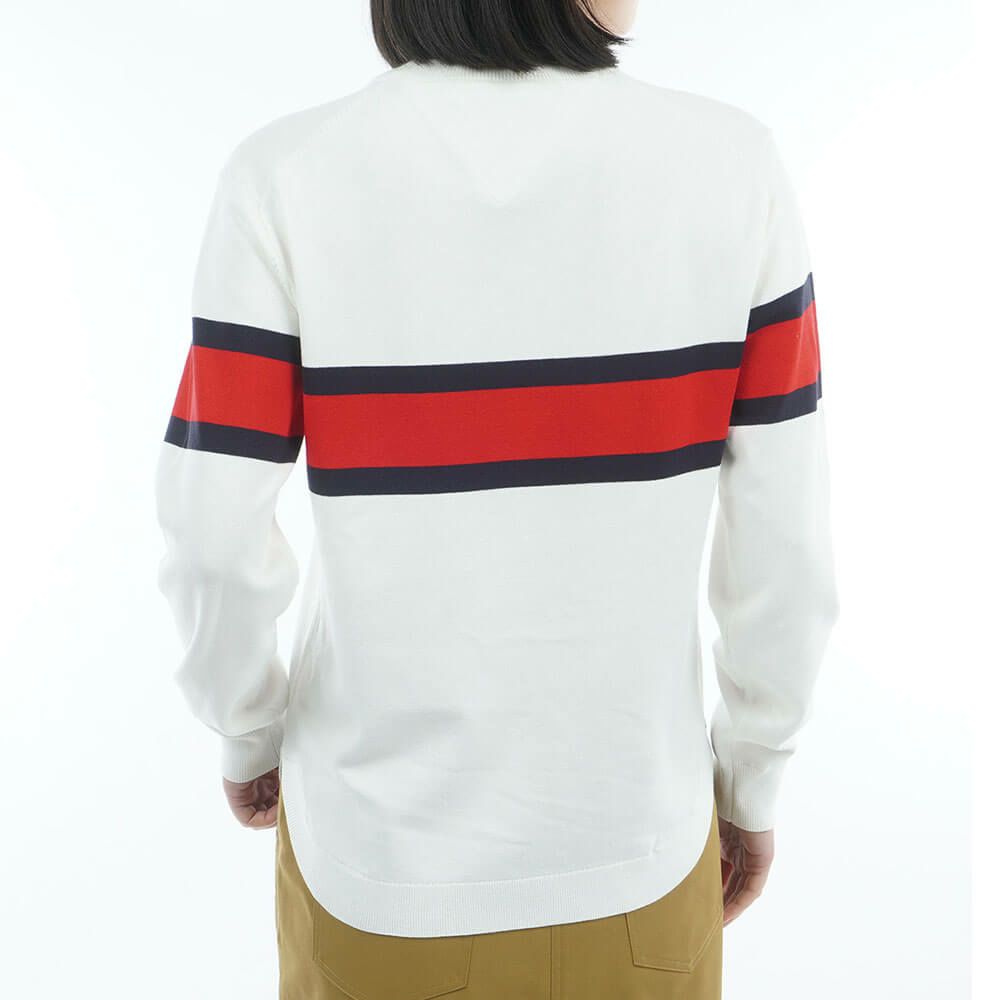 トミー ヒルフィガー ゴルフ　レディース フロントロゴ 長袖 クルーネック セーター THLA566　2025年モデル ホワイト 詳細2