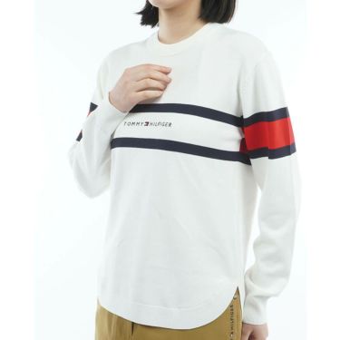 トミー ヒルフィガー ゴルフ　レディース フロントロゴ 長袖 クルーネック セーター THLA566　2025年モデル ホワイト 詳細3