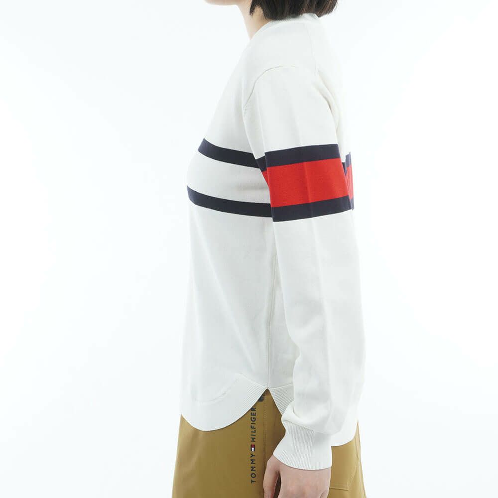 トミー ヒルフィガー ゴルフ　レディース フロントロゴ 長袖 クルーネック セーター THLA566　2025年モデル ホワイト 詳細4