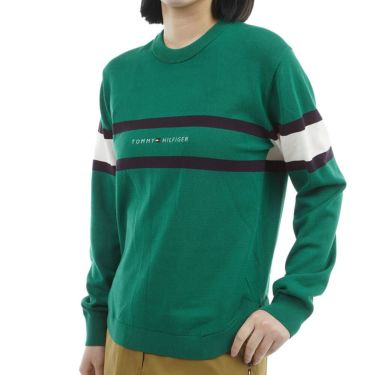 トミー ヒルフィガー ゴルフ　レディース フロントロゴ 長袖 クルーネック セーター THLA566　2025年モデル グリーン 詳細3