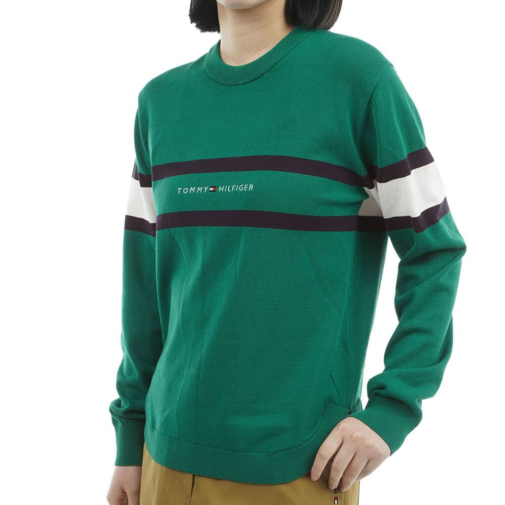 トミー ヒルフィガー ゴルフ　レディース フロントロゴ 長袖 クルーネック セーター THLA566　2025年モデル グリーン 詳細3