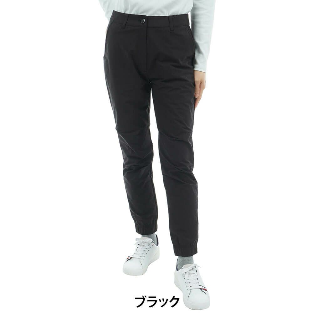 トミー ヒルフィガー ゴルフ　レディース 裾 ロゴゴム ロングパンツ THLA557　2025年モデル ブラック 詳細1