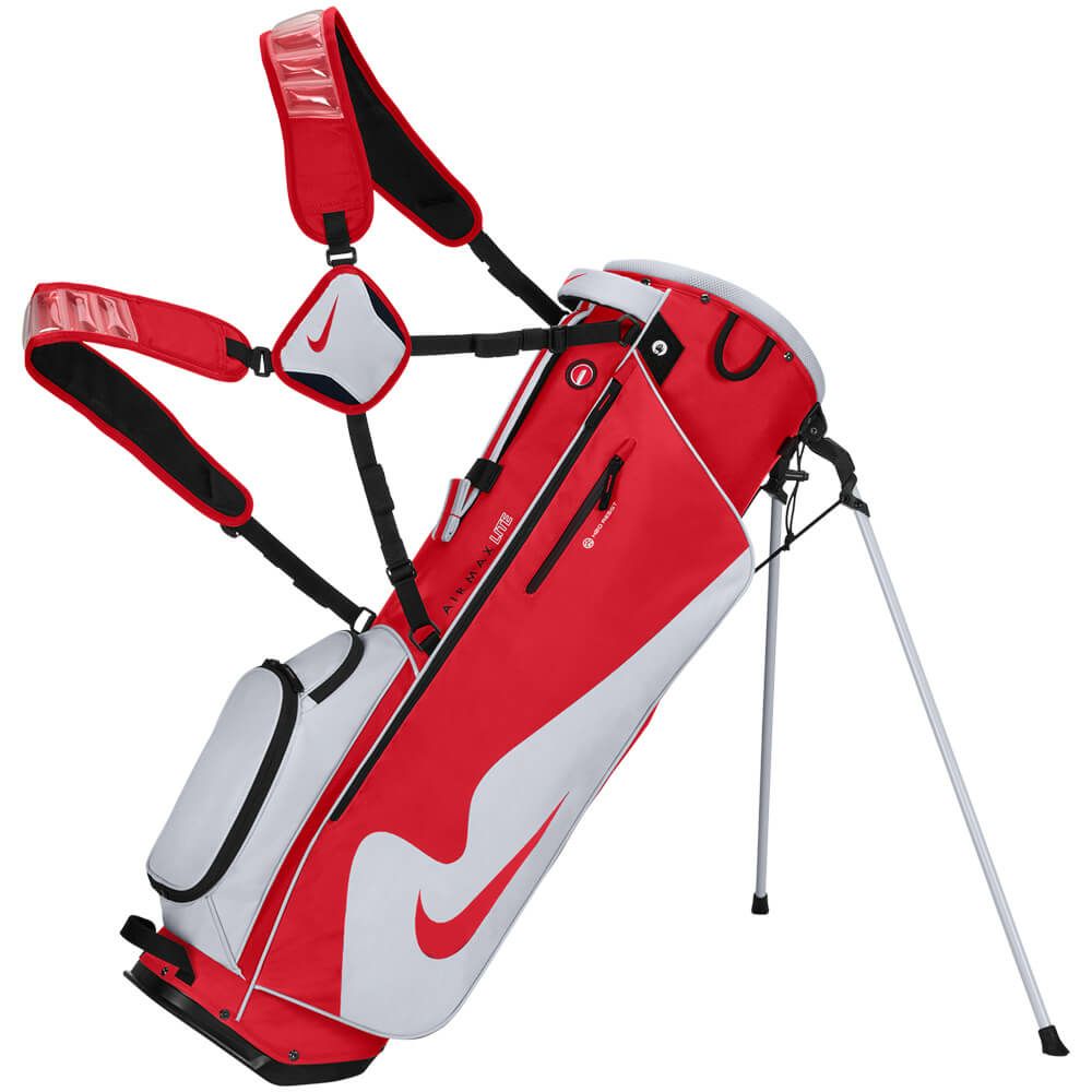 ナイキ NIKE　エアマックス ライト スタンド キャディバッグ GF3018 655 ユニバーシティレッド/ピュアプラチナ/ユニバーシティレッド　2025年モデル ユニバーシティレッド
