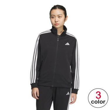 アディダス adidas　スリーストライプス ルーズフィット ダブルニット トラックトップ ブラック/ホワイト JW9786 レディース